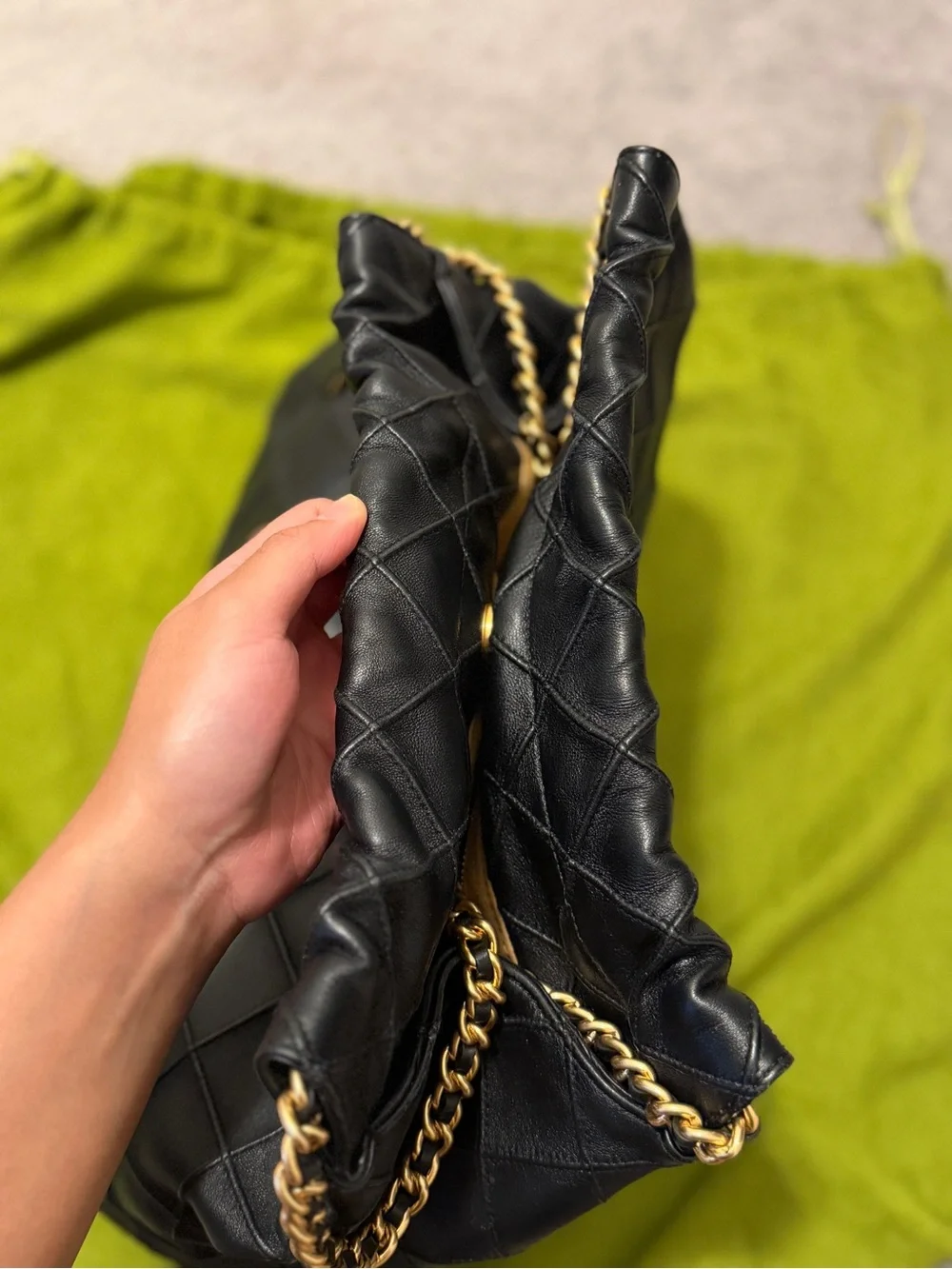 Tory Burch Black Fleming Quilted Leather Hobo Bag